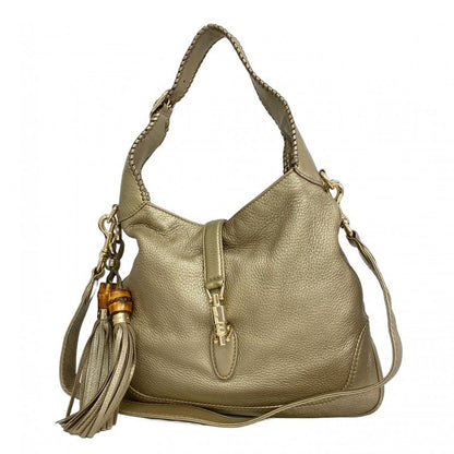 Gucci Shoulder Bag Bamboo New Jackie 246907 Leather Gold Chien Pan Gold
