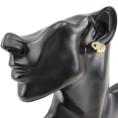 [dior] Christian Dior CD Logo Gold Plated And Rhinestone Ladies 5.0g Earring