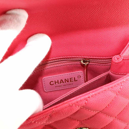 Exhibited Chanel Coco Handle Matelasse 2way Hand Shoulder Bag Caviar Skin Pink