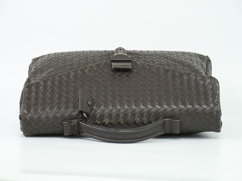 Authentic Bottega Veneta Intrecciato Business Bag Handbag Leather Brown