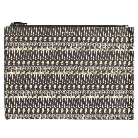 Saint Laurent Paris 397294 Skull Print Allover Leather Clutch Bag Men's