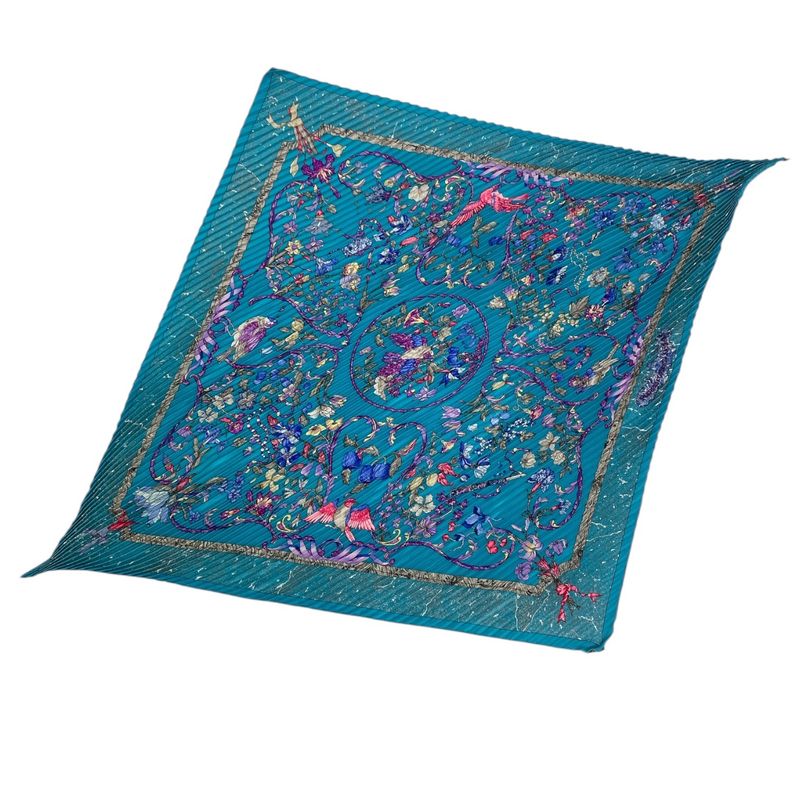 Hermes Scarf Silk Pleated Oriental And Western Jewel Multicolor With Box