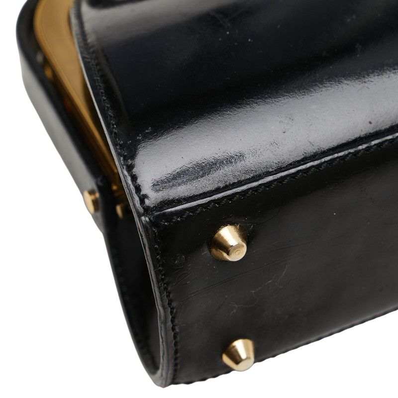 Dior Handbag Shoulder Bag 2WAY Black Gold Patent Leather Women's Dior