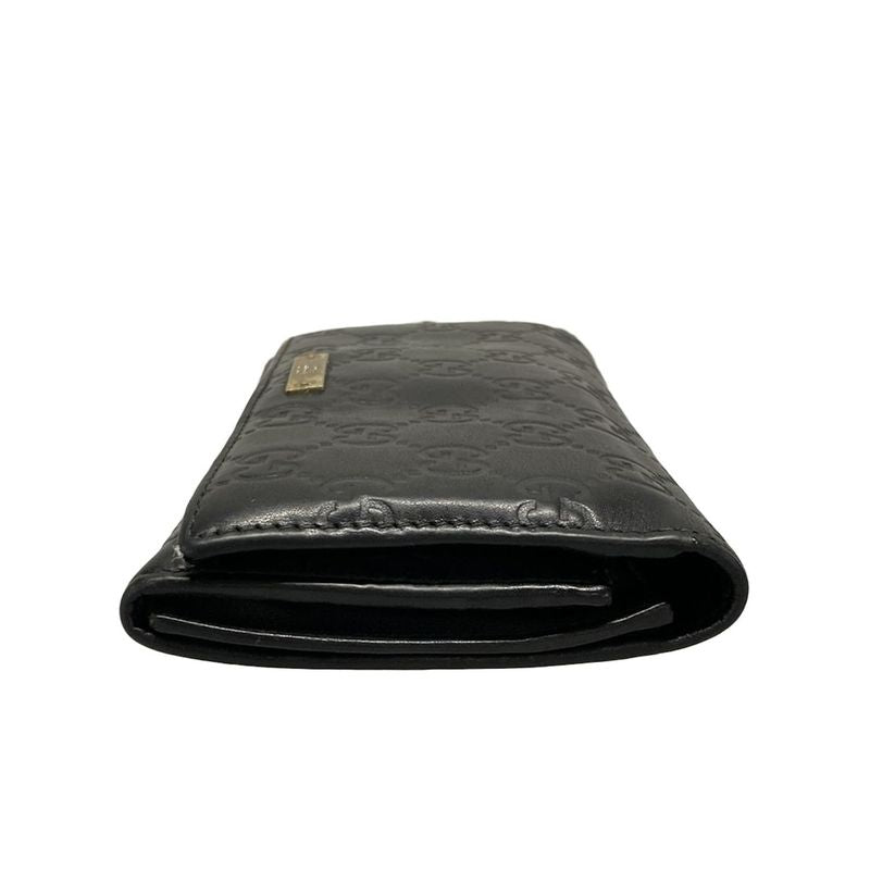 Gucci Long Wallet Stripe Line Metal Bar 244946 Black Leather