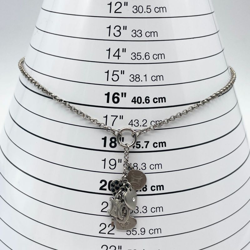 Celine Heart Charm Stone Necklace Macadam 25-694s