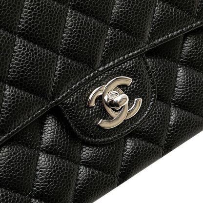 Chanel Matelasse Coco Mark W Flap Chain Shoulder Bag Handbag Black Silver