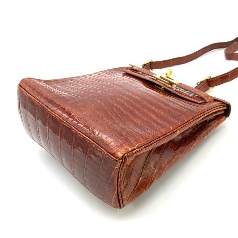 Hermes Kelly Ad PM Backpack Polosus □A Engraved Brown Crocodile Ladies