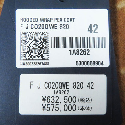 Louis Vuitton 1a8262 Wool Silk Lined Monogram Pattern Hooded Wrap Coat Camel 42