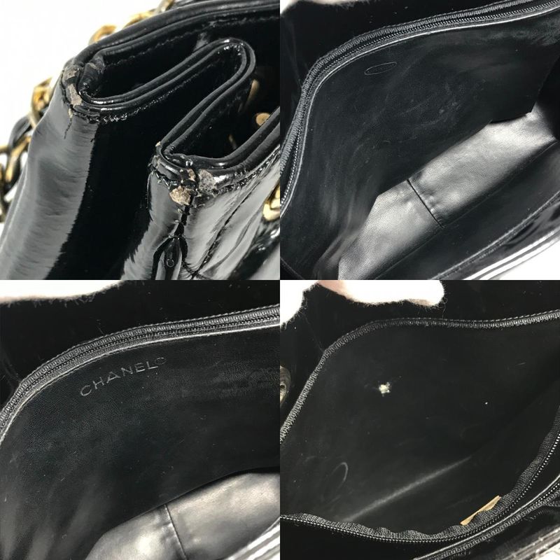 Chanel Shoulder Bag Quilted Matelasse Enamel Black