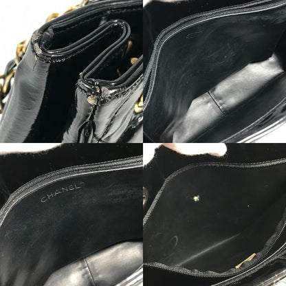 Chanel Shoulder Bag Quilted Matelasse Enamel Black