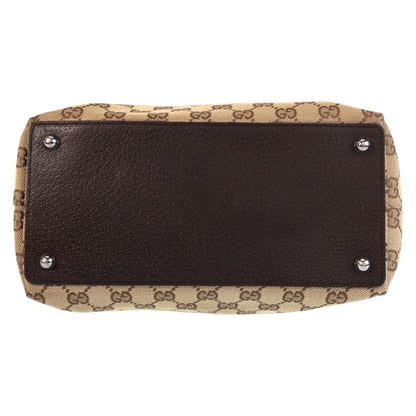 Gucci Beige Brown GG Canvas/leather 120336 Tote Bag Shoulder Bag Women 504731