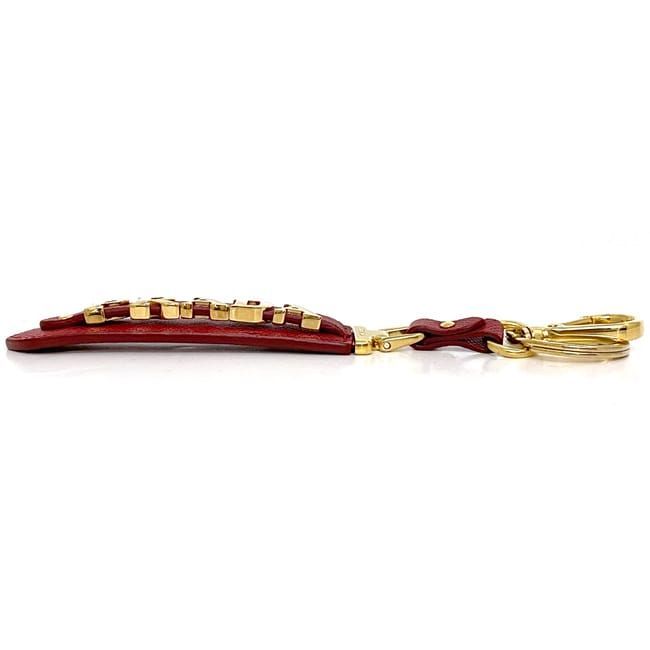 Prada Logo Key Ring Red Saffiano 1 pp067 Leather