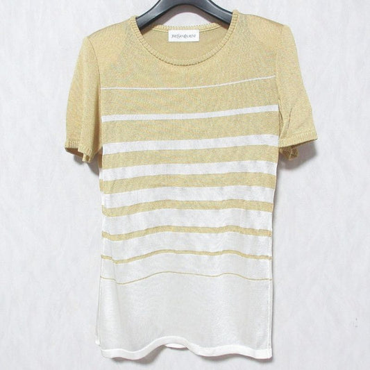 Yves Saint Laurent Vintage Striped Short Sleeve Knit Cut and