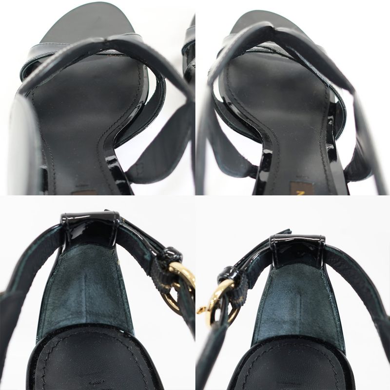 Louis Vuitton Sandals Pin Heel Sandals Black Gold Hardware Enamel