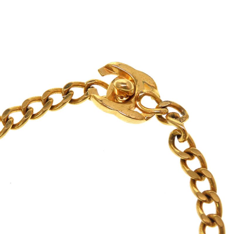 Chanel Turnlock Coco Mark 97P Vintage Gold Chain Necklace Accessories 0200