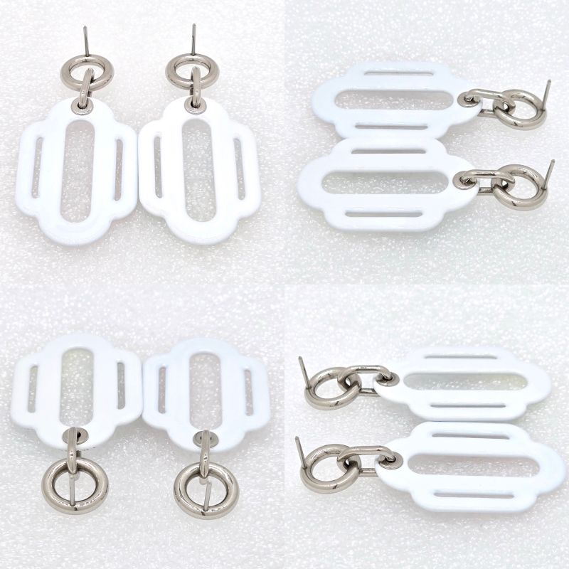 Hermes Attrage Earrings Binaural Enamel White/multicolor Stud Earrings With Box