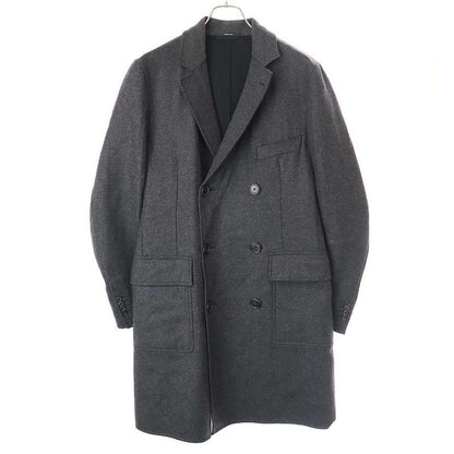 Hermes 12aw Wool Flannel Double Long Coat Pt93dba Gray 48