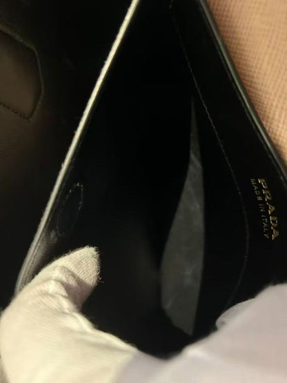 Prada Double Bag Saffiano Leather Triangle Logo Cameo Shopping Bag