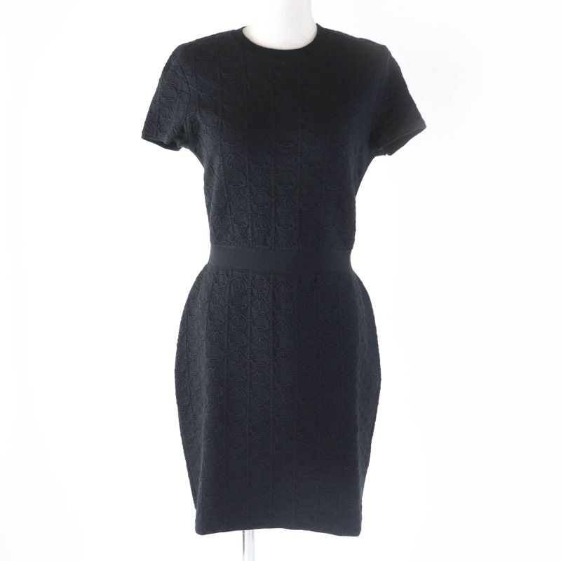 Hermes 23SS 3e2500dc Cashmere Silk Blend Crew Neck French Sleeve Knit Dress