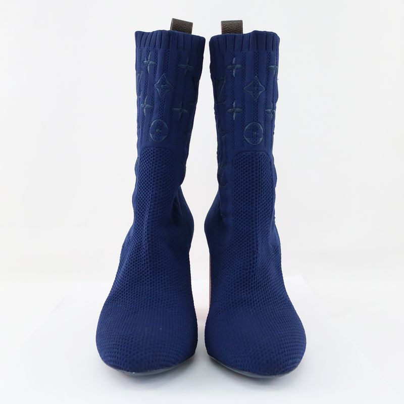 Louis Vuitton Knit Boots Ankle Boots Sock Boots Navy X Pink Notation