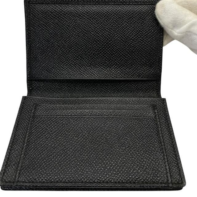 Bvlgari Card Case Pass Case Business Card Holder Compact Bifold Logo Leather