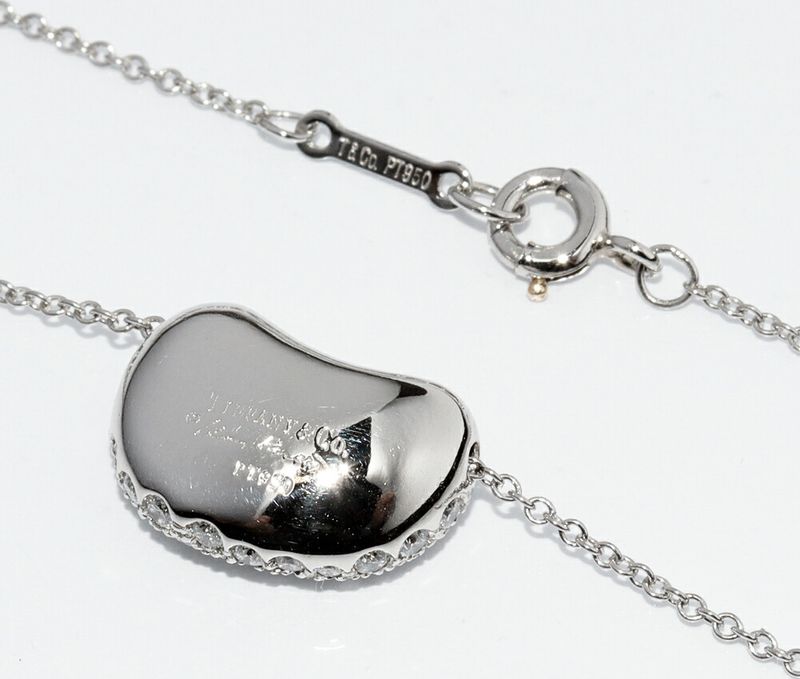 Tiffany & Co Pendant Necklace Pt950 Pave Diamond Elsa Peretti Beans Pendant