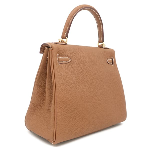 Hermes 2-Way Bag Kelly 25 Inside Sewn Togo Gold Hardware Brown Shoulder K