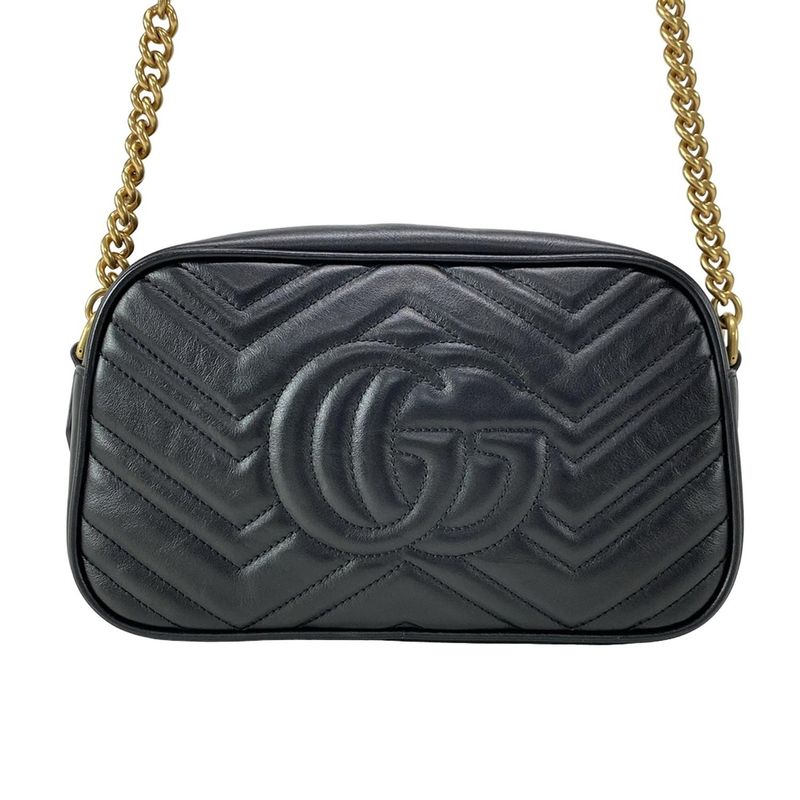 Gucci Shoulder Bag GG Marmont Quilted Small Shoulder Bag 447632 Black Chain