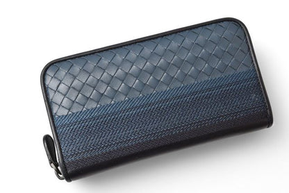 Bottega Veneta Wallet Bottega Veneta Long Wallet With Round Zipper Navy Multi