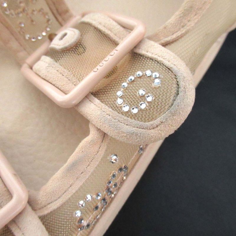 Gucci GG Rhinestone Sports Sandals Size 35 Approx 22cm (8.66in) Beige Ladies
