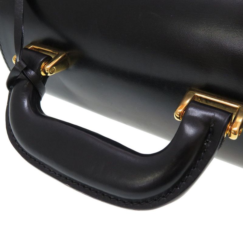 Gucci Lady Lock Leather Black Gold Hardware 000 01 0246 Vanity Bag Handbag