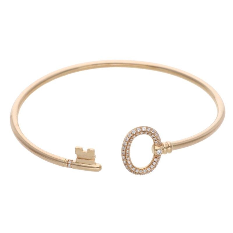 Tiffany & Co Key Wire 18K Pink Gold Diamond Bangle Men's