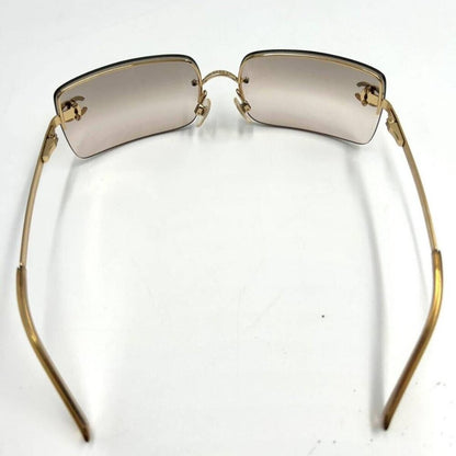 Chanel Vintage Sunglasses Rhinestone CC Logo Rimless Gradient Gold Y2K