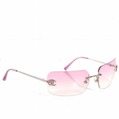 Chanel Vintage Sunglasses Rhinestone CC Logo Rimless Gradient Iridescent