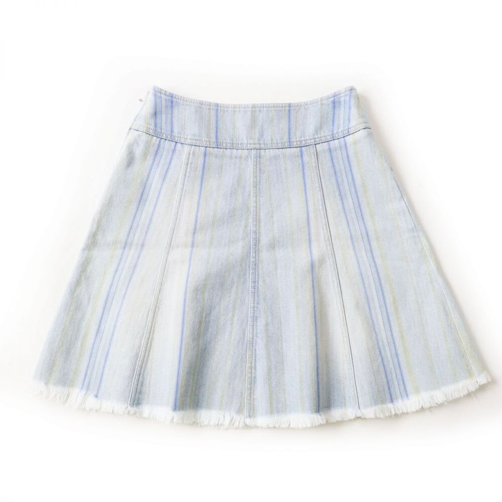 Chanel Vintage Denim Striped Mini Skirt Light Blue Y2 K 34
