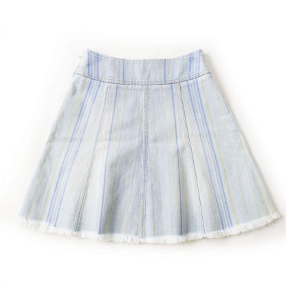 Chanel Vintage Denim Striped Mini Skirt Light Blue Y2 K 34