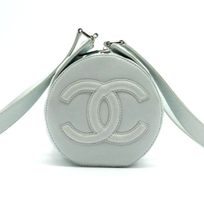 Chanel CC Chocolate Bar Quilted Leather Bowler Shoulder Bag Purse Blue