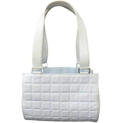Chanel CC Chocolate Bar Quilted Leather Bowler Shoulder Bag Purse Blue