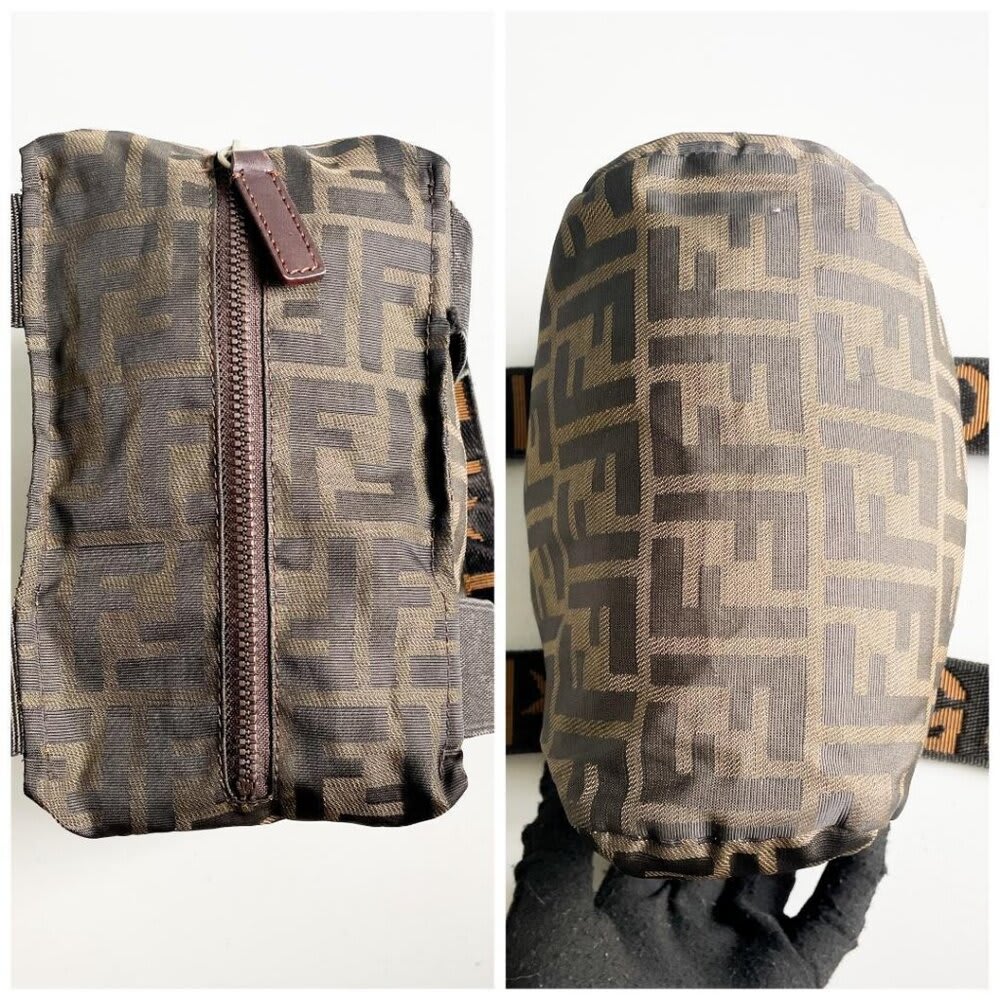 Fendi FF Vintage Zucca Canvas Mini Bag Small Handbag Tan Brown Y2
