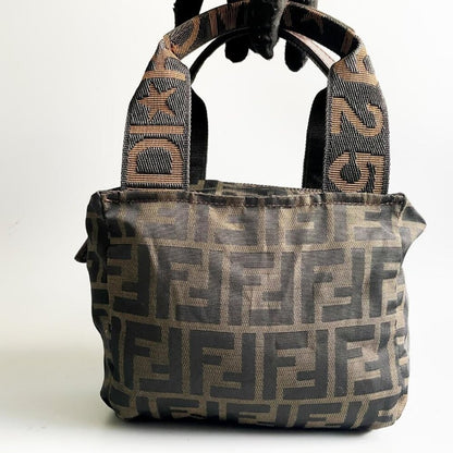 Fendi FF Vintage Zucca Canvas Mini Bag Small Handbag Tan Brown Y2