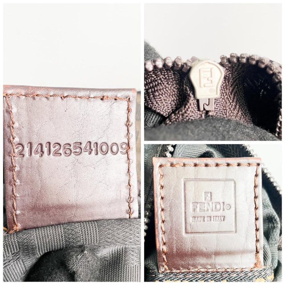 Fendi FF Vintage Zucca Canvas Mini Bag Small Handbag Tan Brown Y2
