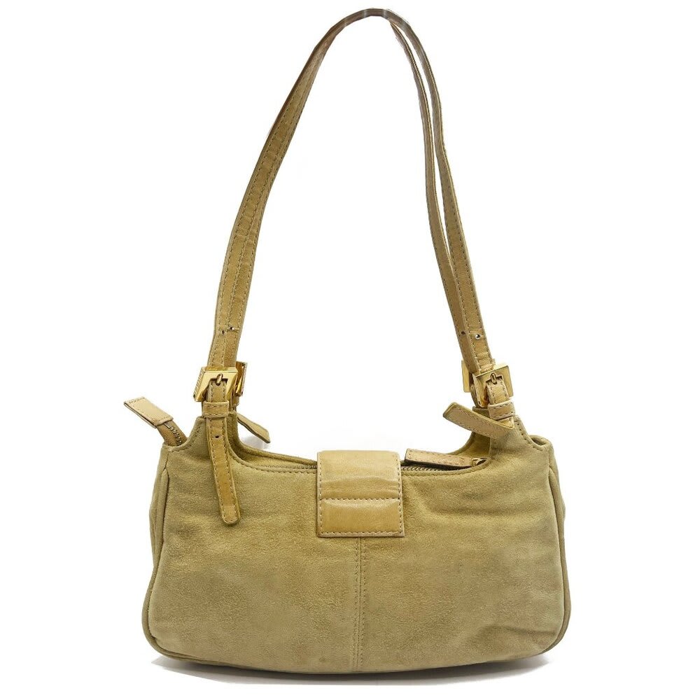 Fendi Mamma Zucca Baguette Pouch Tan Beige Flap Bag Purse Shoulder