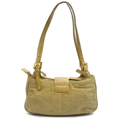 Fendi Mamma Zucca Baguette Pouch Tan Beige Flap Bag Purse Shoulder