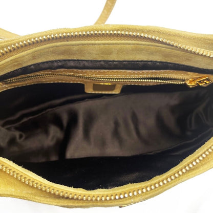 Fendi Mamma Zucca Baguette Pouch Tan Beige Flap Bag Purse Shoulder