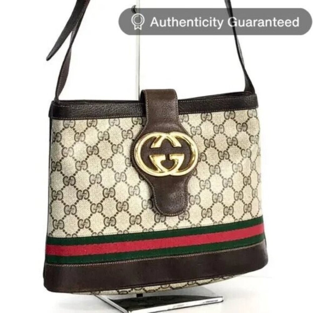 Authentic Gucci GG Sherry Canvas Ophidia Crossbody Shoulder Bag Messenger Tote