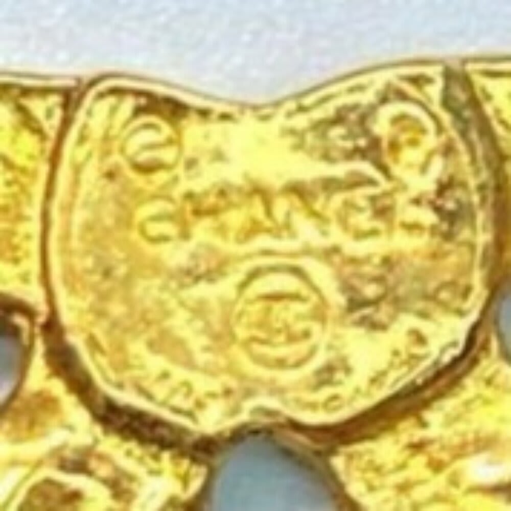 Chanel Brooch CC Vintage Gold Pin Rhinestone Crystal