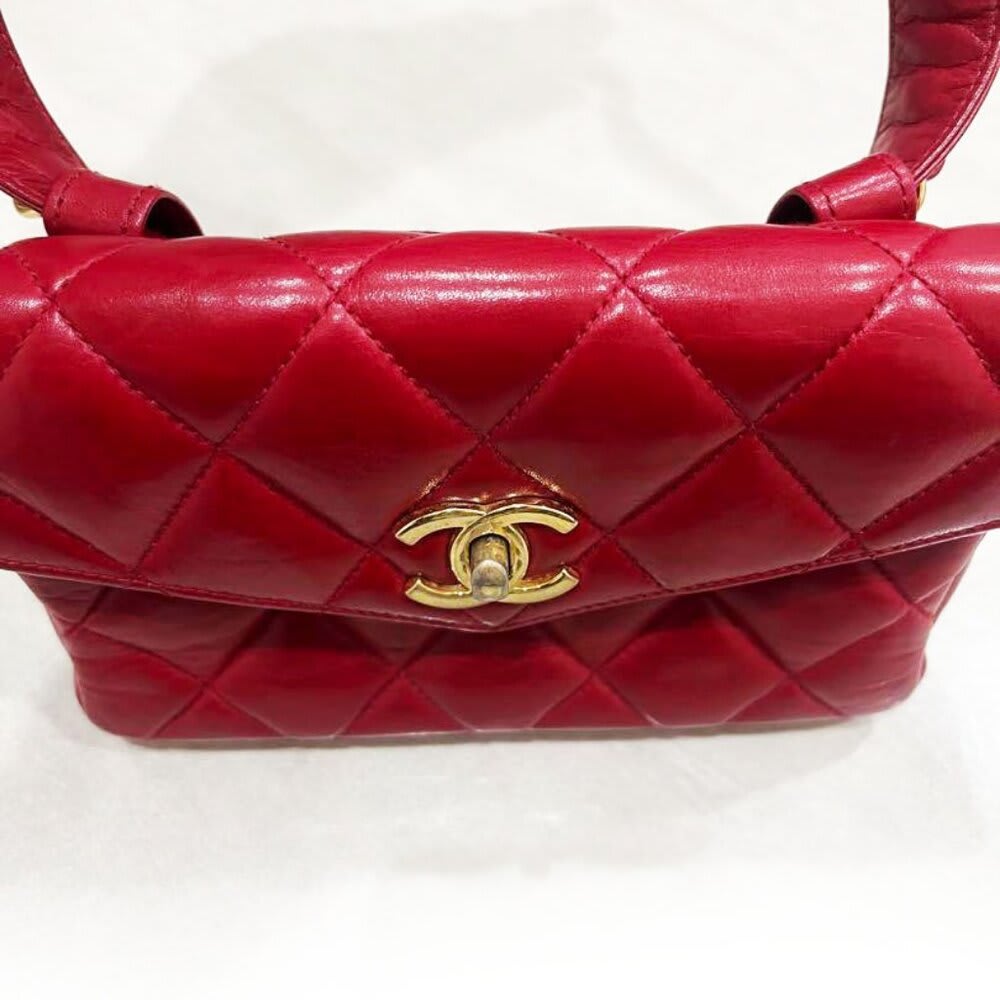 Chanel Chanel CC Vintage Quilted Lambskin Waist Pouch Bum Bag Leather Red