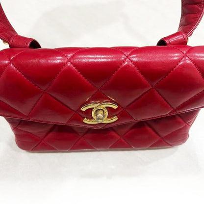 Chanel Chanel CC Vintage Quilted Lambskin Waist Pouch Bum Bag Leather Red