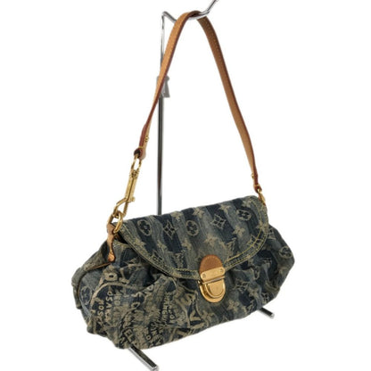 Authentic Louis Vuitton Denim Mini Pleaty Vintage Pouch Pochette Bag Monogram