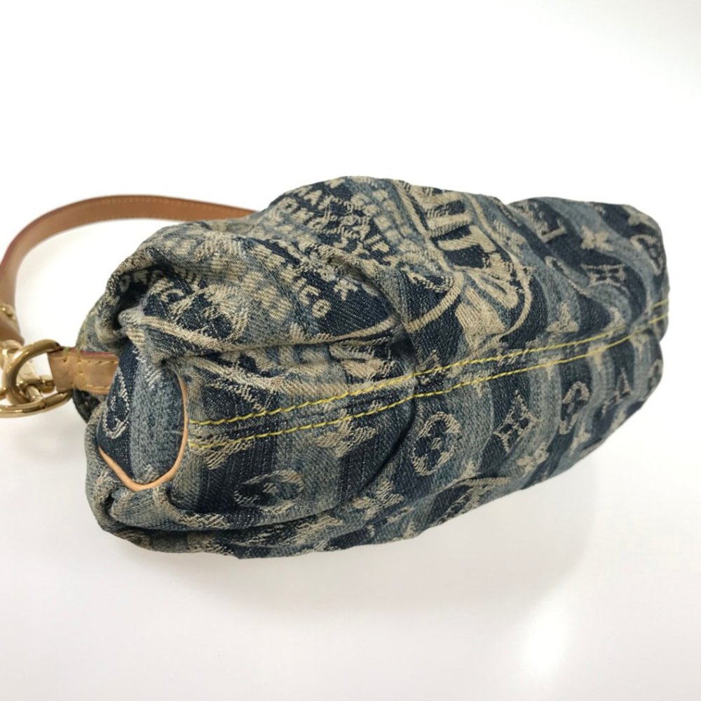 Authentic Louis Vuitton Denim Mini Pleaty Vintage Pouch Pochette Bag Monogram